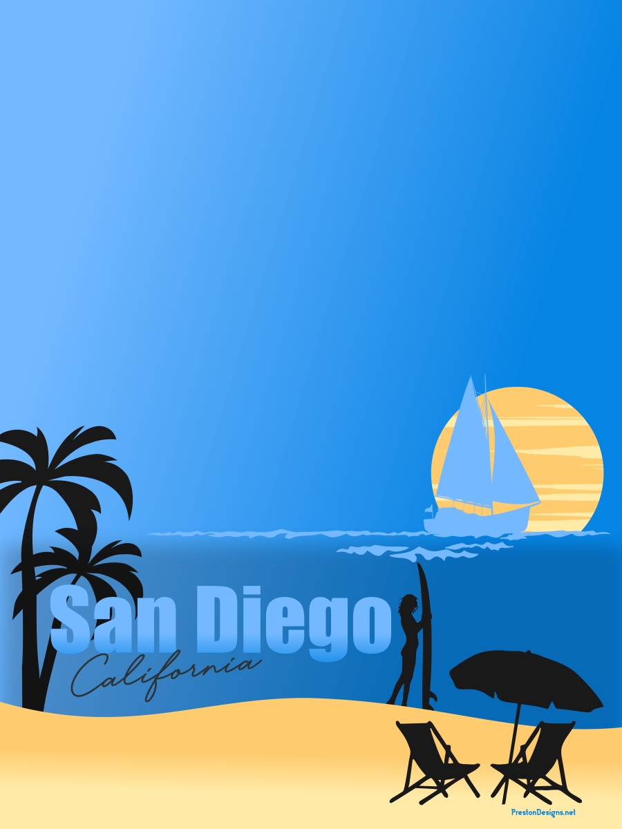 San Diego Poster, an Original Digital Artwork by Steven Preston of San Diego California