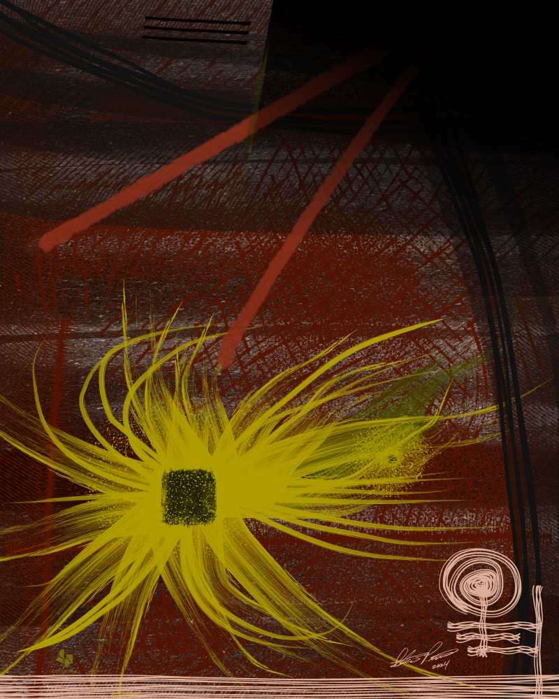 Yellow Burst, an Original Abstract Artwork by Steven Preston of San Diego California