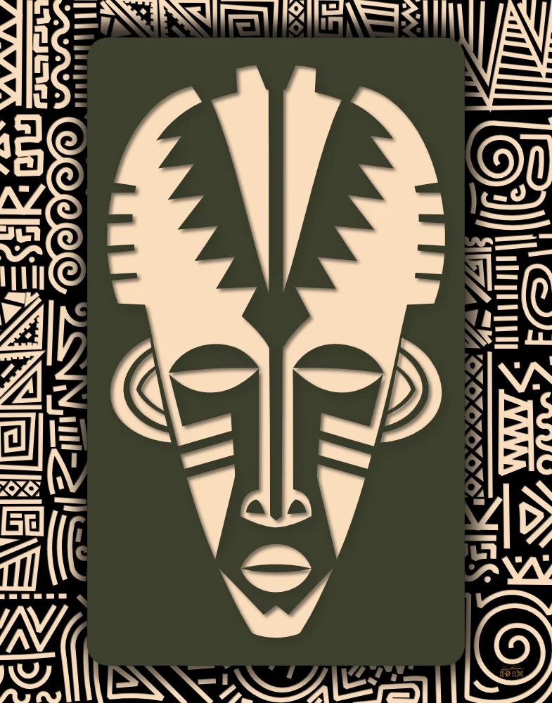 tribal mask art by Steven Preston