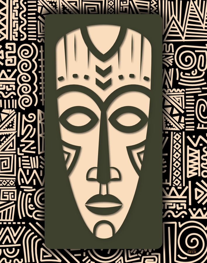 tribal mask art by Steven Preston