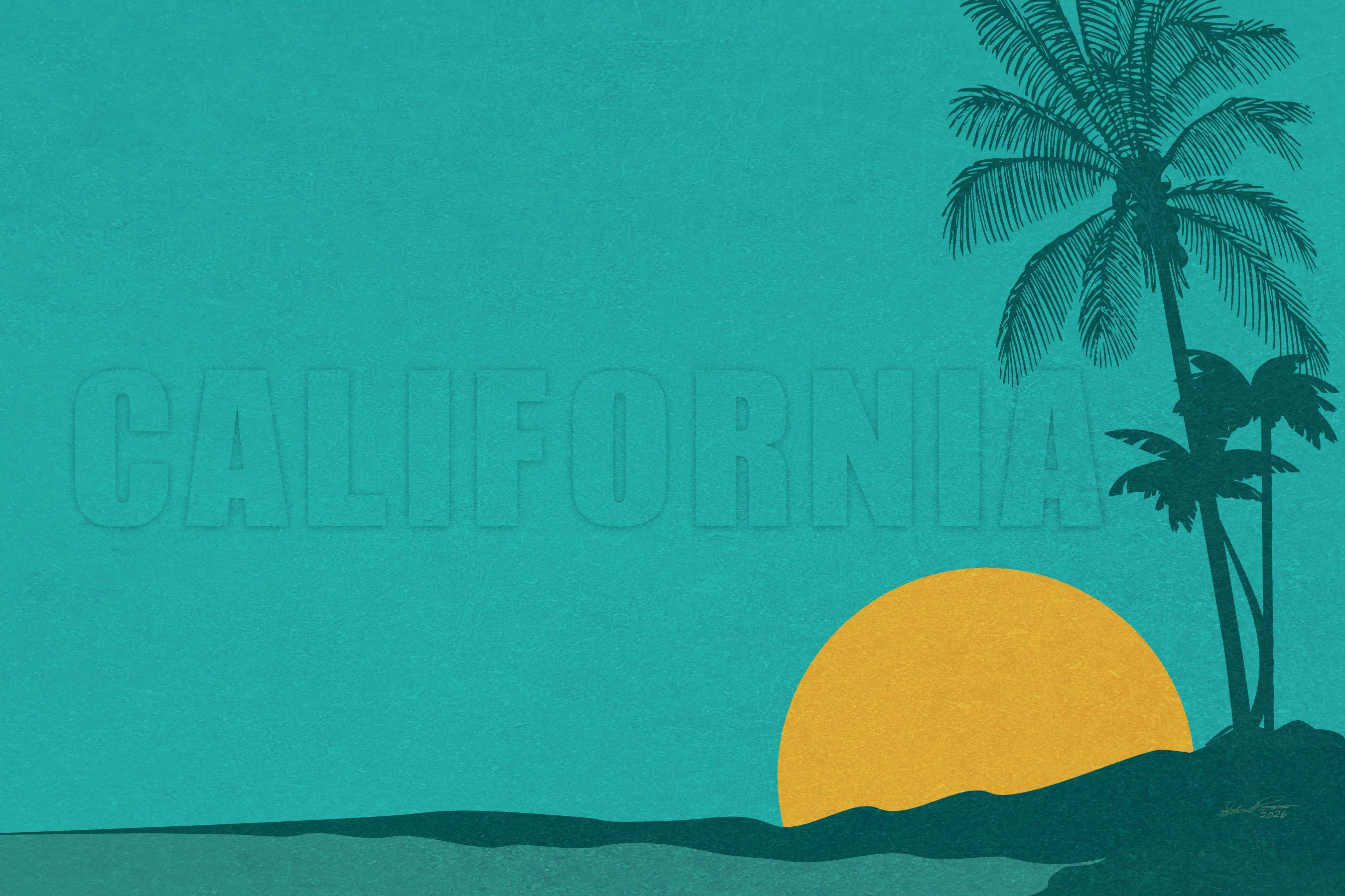 California sunset green